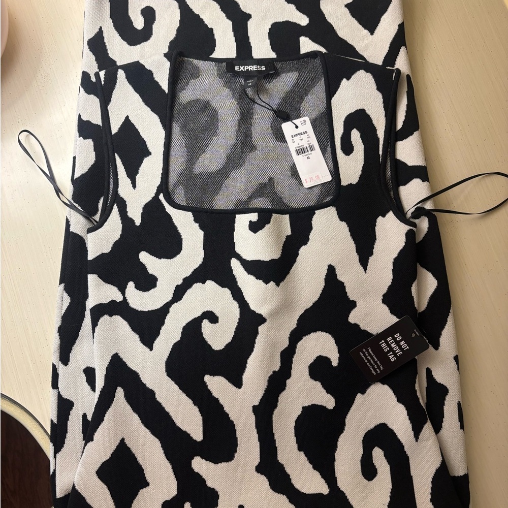 Express Black and White Midi Dress